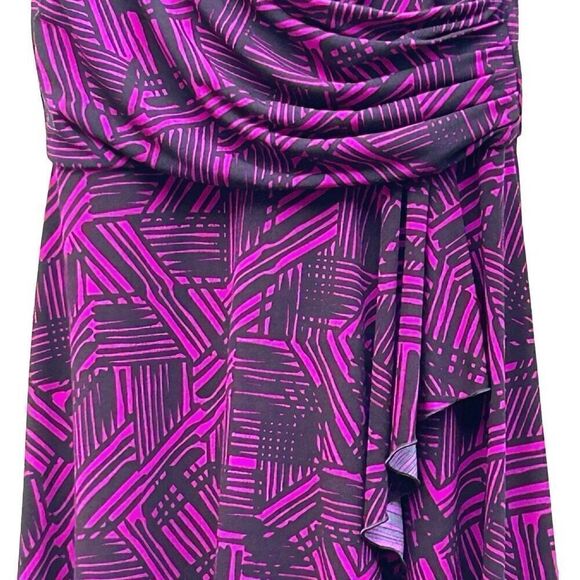 Banana Republic Faux Wrap Dress Women's Small Fuchsia Purple Surplice Geometric - Picture 3 of 12